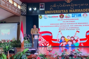 Kaban Kesbangpol Bali Bacakan Sambutan Pj. Gubernur Bali pada Kuliah Umum Kebangsaan