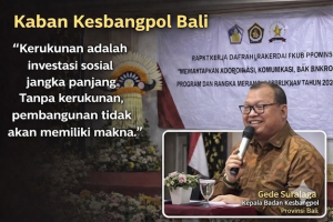Kaban Kesbangpol Bali Tekankan Penguatan Kerukunan dan Deteksi Dini Konflik pada Rakerda FKUB.